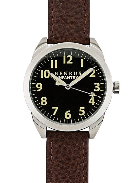 BENRUS 41mm Stainless Steel, Military-Inspired Quartz Infantry Watch #BR024A