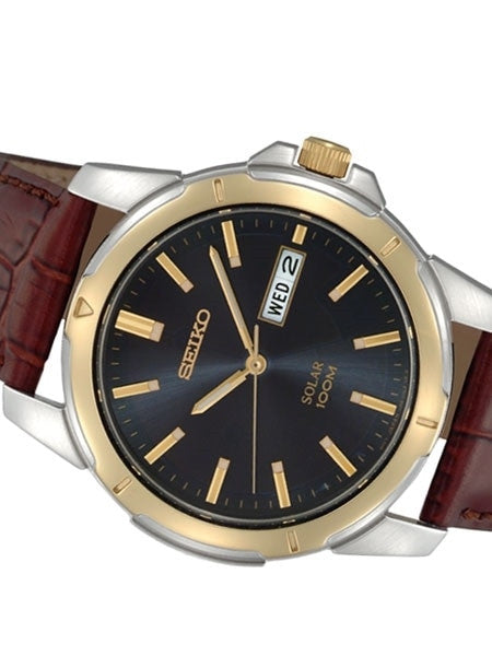 Seiko Core Series Solar Watch with 40mm Stainless Steel Case and Leather Strap #SNE102