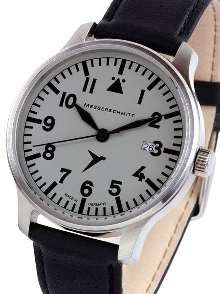 Messerschmitt Fliegeruhr Watch with Black Leather Strap #ME-42S