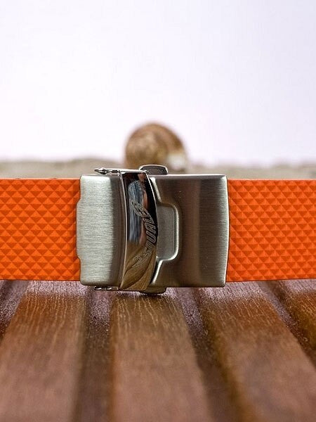 Squale 2002 OEM 22mm Orange Natural Rubber Dive Watch Strap #2002-OR