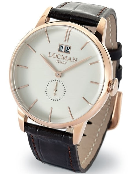 Locman 1960's Collection Big Date Quartz Dress Watch with 41mm Case #0252V10-RGAVRGPT