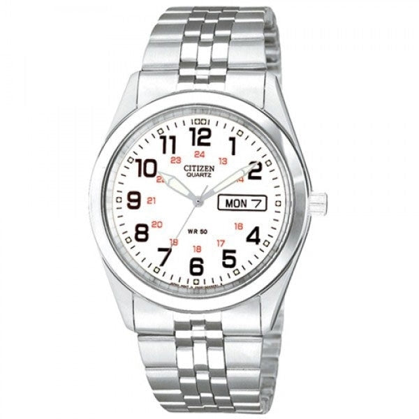 Citizen Railroad White Dial Quartz Watch with Stainless Steel Bracelet #BK3790-70A