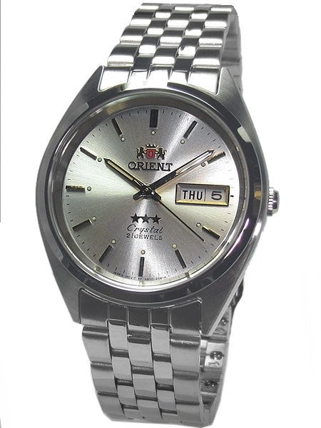 Orient Automatic Watch with White Dial, Day-Date and SS Bracelet #AB0000AW