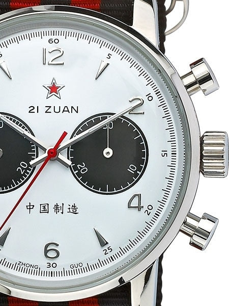 Seagull 1963 Hand Wind Mechanical Chronograph with White Dial