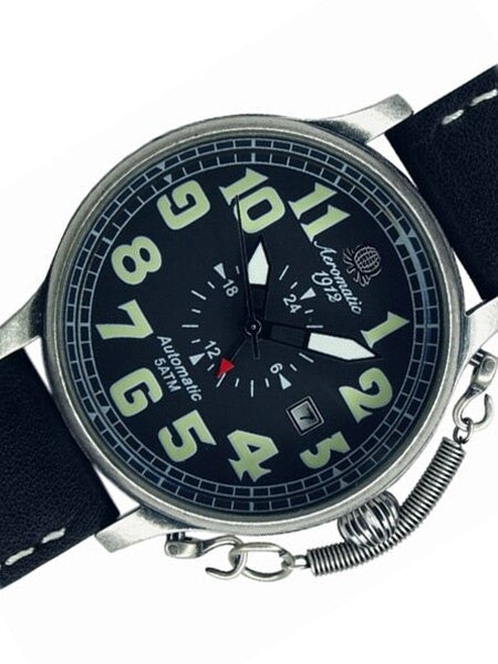 Aeromatic 1912 Automatic Aviator's Watch with Retro Crown Retention Spring, 24-Hr sub-dial #A1423