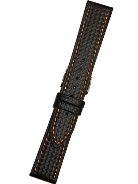 Black Carbon Fiber Style with Heavy Padding, Orange Contrast Stitching #EBV-WS-OR