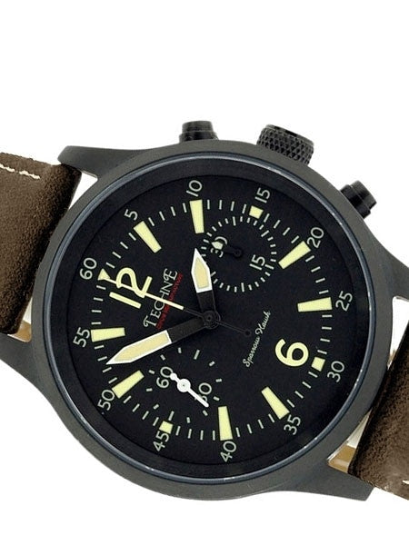 Techne Black PVD SparrowHawk Hand Wind Pilot Chronograph with 30-minute Stopwatch #373.161
