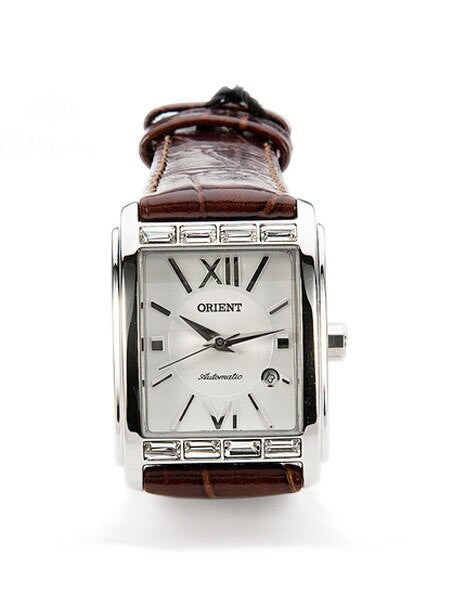 Orient Romance Women's Automatic Dress Watch with Curved Crystal and CZ Baguettes on the Bezel #ENRAP002W