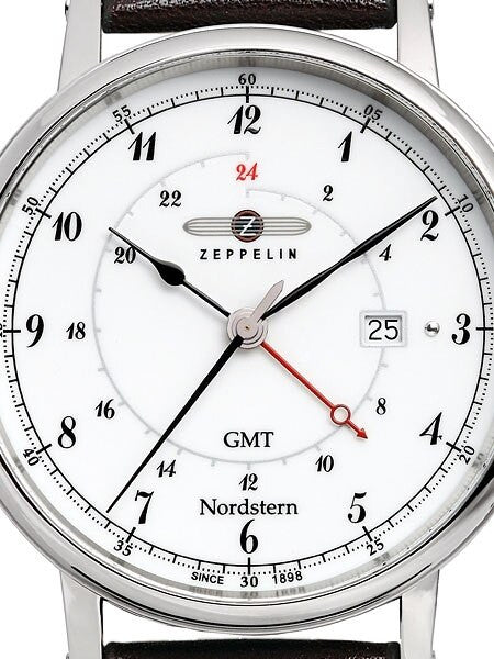 Graf Zeppelin Nordstern Series Swiss Quartz GMT Watch with Coin-Edge Case #7546-1