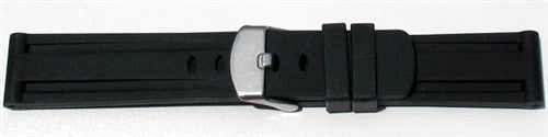 Black Silicone Rubber, 5mm Thick, Heavy Buckle 2 Line Design #RUB-9-30