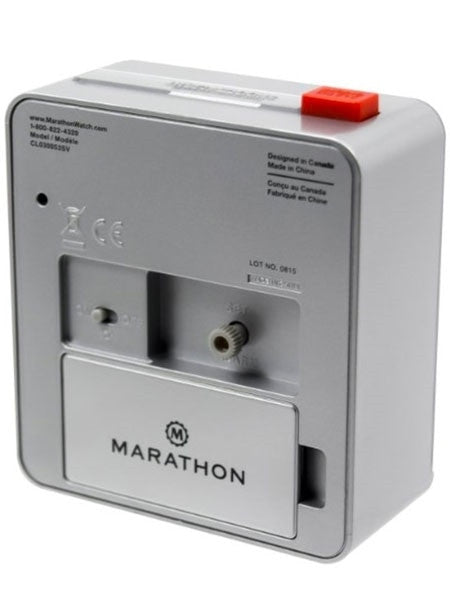 Marathon Alarm Clock with White Dial, Silent Movement, and Auto-Sensing Night Light #CL030053SV