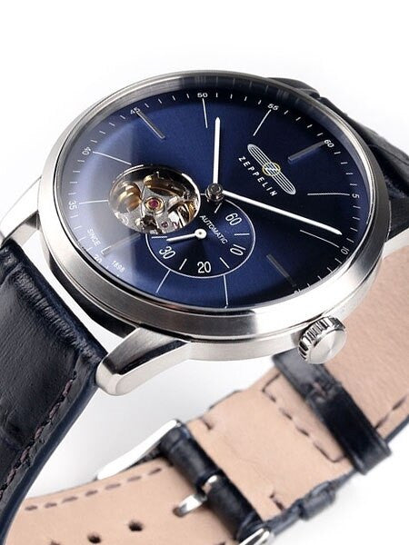 Graf Zeppelin Flatline Automatic Open-Heart Watch with Small Seconds #7364-3