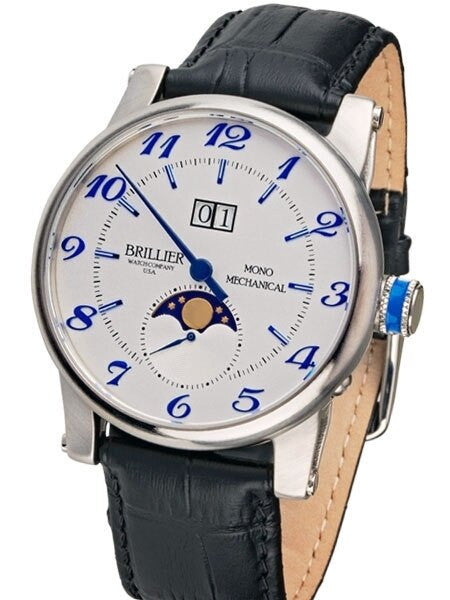Brillier 43mm Klassique Mono (single hand) Automatic Watch with Moonphase, Big Date #BR-04