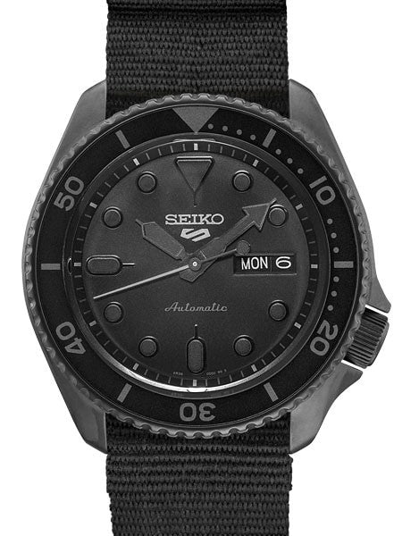 Seiko 5 Sports 24-Jewel Automatic Watch with Black Dial and Black PVD Case #SRPD79