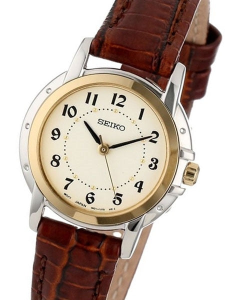 Seiko Two-Tone Women's Solar Dress Watch with Easy to Read Black Hands and Markers #SXGA02