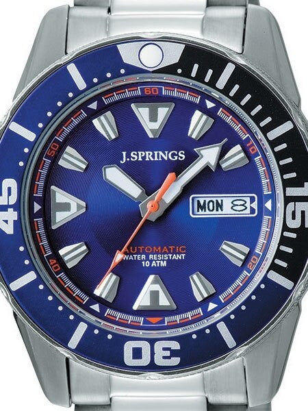J. Springs Automatic 21-Jewel Sport Dive Watch with Day and Date, Blue Dial #BEB080