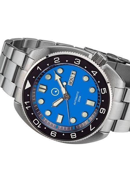 Islander Dual-Time Automatic Dive Watch with AR Double Dome Sapphire Crystal, and Luminous Ceramic Bezel Insert #ISL-31
