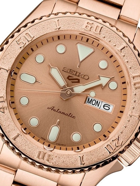 Seiko 5 Sports 24-Jewel Automatic Watch with Rose Goldtone Case, Dial, Bracelet #SRPE72