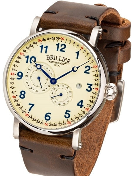 Brillier 43mm Americana Chapter 2 Railroad Automatic Watch with Horween Leather Strap #BR-13