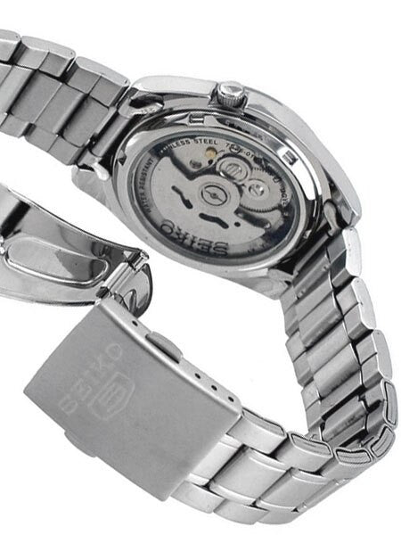 Seiko 5 Automatic White Dial Watch with Stainless Steel Bracelet #SNK789