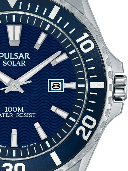 Pulsar Solar Powered Quartz Sport Watch with 44mm Case #PX3067