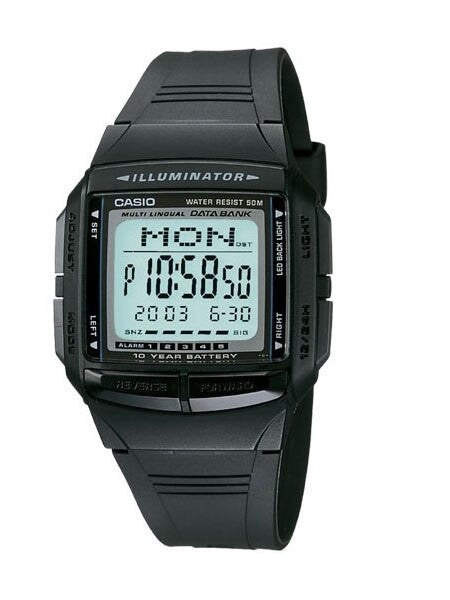 Casio Multi-Liningual Watch with Alarm, Dual Time, Databank and Chronograph #DB-36-1A