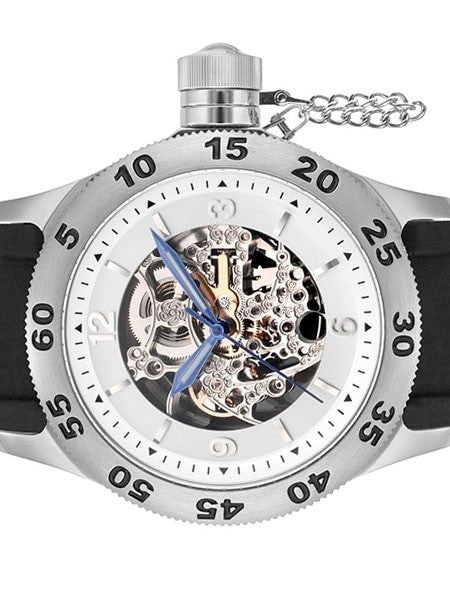 Rougois Russian Naval Style Skeleton Automatic Watch with Canteen Crown #RSND-SB