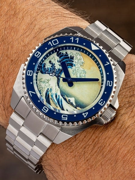 Islander Luminous Wave Dial Automatic Dive Watch with AR Double-Dome Sapphire Crystal, and Luminous Ceramic Bezel Insert #ISL-62
