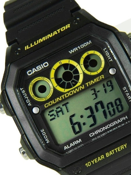 Casio Sport Watch with Stopwatch, World Time, Alarm, and 10-year Battery #AE-1300WH-1A