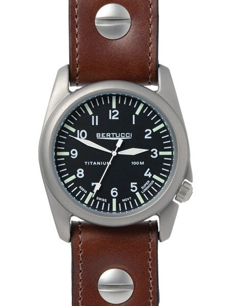 Bertucci A-4T Vintage 44 Titanium Watch with an Aviator Strap #13403