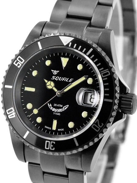 SCRATCH AND DENT - Squale 200 meter Classic Swiss Automatic Dive watch with Sapphire Crystal #1545-C-DLC