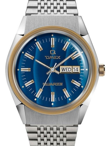 TIMEX Q ファルコンアイ　TW2T80800 Timex Q 38mm Quartz Reissue Watch with Blue Dial and Stainless