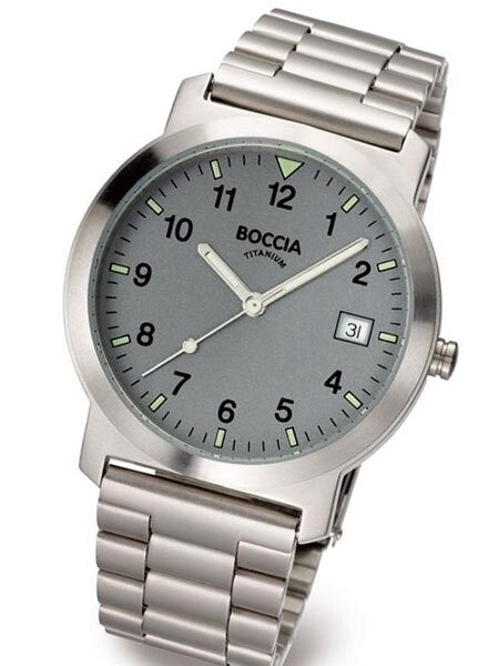 Boccia Thin Mens Quartz Watch with 37mm Titanium Case and Titanium Bracelet #3554-02