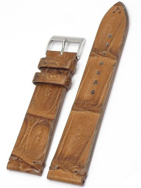 Handmade Italian Vintage Style Tan Crocodile with Hand-Stitching #ML-900-VIN03