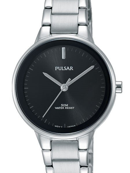 Pulsar Ladies Black Dial Quartz Watch with Matching Bracelet #PRS675