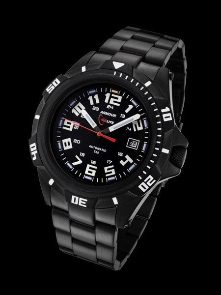 Armourlite Automatic Watch with Tritium Illumination, 45mm Black PVD Case and Bracelet #AL401