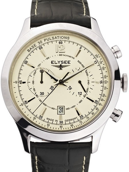 Elysee 43mm Artos Quartz Chronograph Watch with 60-minute Stopwatch #18003