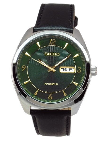 Seiko Recraft Series Automatic Watch with 43.5mm Case, Black Leather Strap #SNKN69