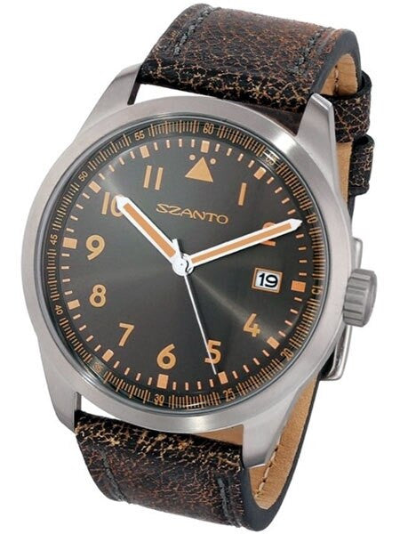 Szanto 46mm Stainless Steel, Vintage Inspired Military Watch #2201