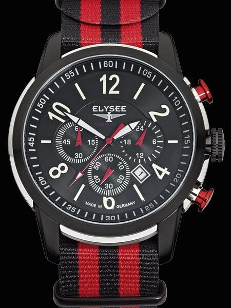 Elysee 45mm The Race I Quartz Chronograph Watch with 60-minute Stopwatch and Sapphire Crystal #80524