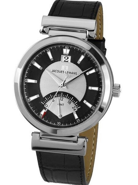 Jacques Lemans Verona Big Date Watch with Retrograde 24-Hour GMT Sub-Dial #1-1697A