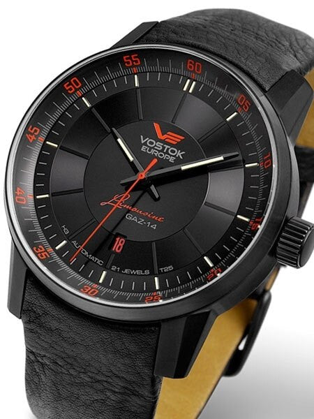 Vostok-Europe GAZ Limo Black PVD Watch with Trigalight Gas Tube Illumination #5654140