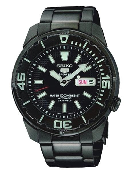 Seiko 5 Sports Automatic Black Watch with Matching Black Bracelet #SNZE99K1