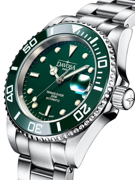 Davosa Ternos Swiss Automatic 200 Meter Dive Watch with Green Dial #16155570