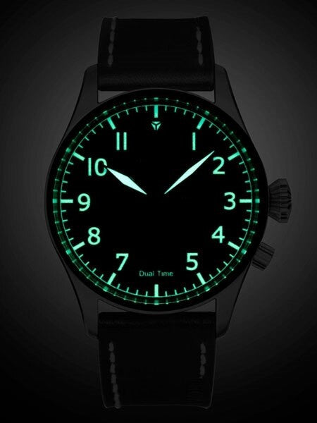 Iron Annie Big Date, Dual Time Pilot Watch with Two Crowns #5140-2