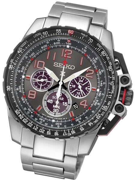 Seiko Prospex Solar Powered Quartz Flight Chronograph Watch with