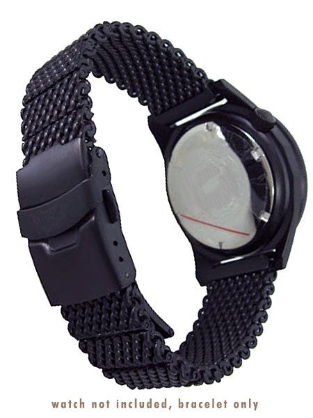 Squale 20mm Deluxe Black PVD Mesh Bracelet #1521-Mesh-PVD