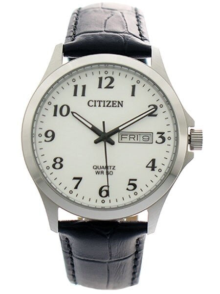 Citizen White Dial Quartz Watch with Alligator-Grain Strap #BF5000-01A