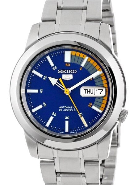 Seiko 5 Automatic Blue Dial Watch with Stainless Steel Bracelet #SNKK27