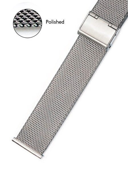 Vollmer Polished Mesh Bracelet with Easy Adjust Push Buckle #90460H4 (22mm)
